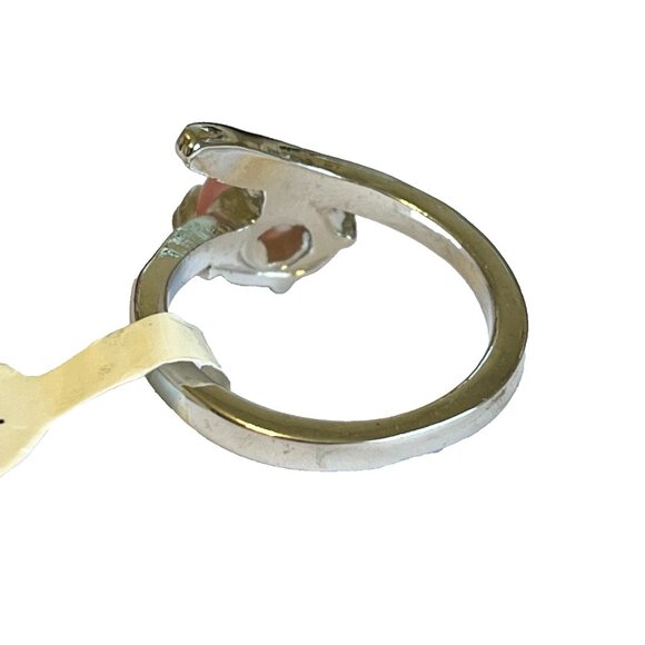 Vintage Pink Quartz Stone Ring Size 8 Silver Plated Round Wrap Geometric Modern - Picture 5 of 7